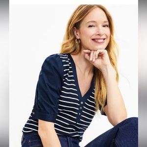 LOFT Navy and White Striped Top